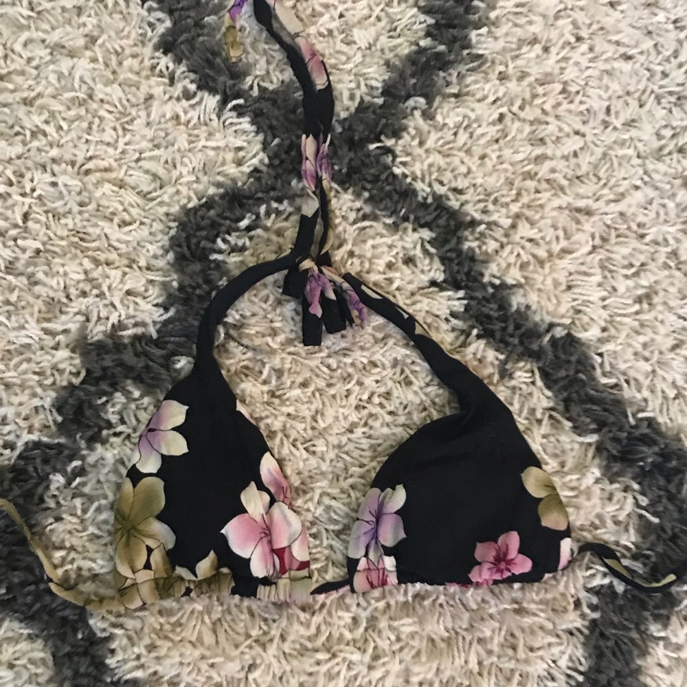Black floral bikini top